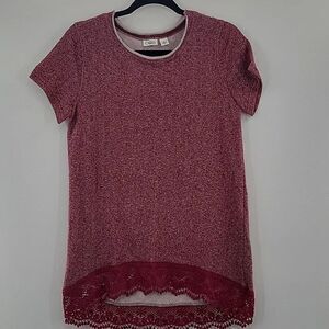 3 For$20 Cato Maroon shirt w/ lace bottom size S